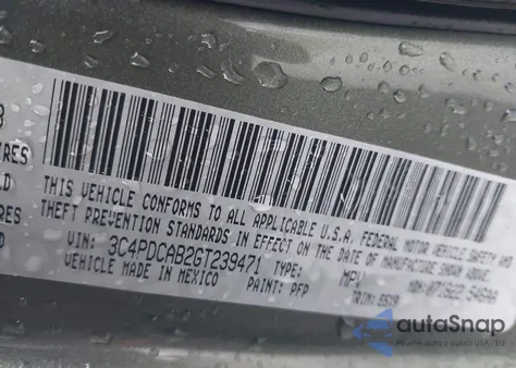 2016 Dodge Journey Se z USA, uszkodzony, nr VIN 3C4PDCAB2GT239471